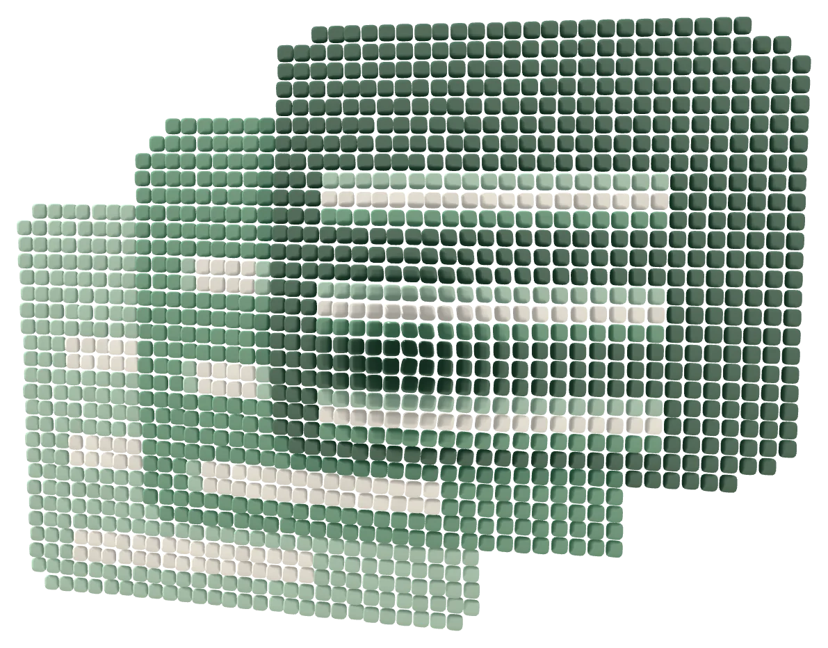 Three stacked cards made of ceramic tiles. Illustrative image.